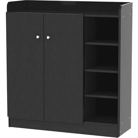 HOMCOM Armoire / Etagere / Meuble A Chaussures Très Pratique En Panneaux De Particules Noir - Noir 3 HOMCOM Armoire / Etagere / Meuble A Chaussures Très Pratique En Panneaux De Particules Noir - Noir