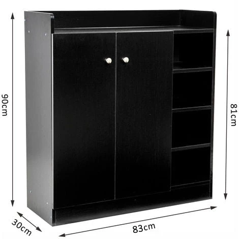 HOMCOM Armoire / Etagere / Meuble A Chaussures Très Pratique En Panneaux De Particules Noir - Noir 5 HOMCOM Armoire / Etagere / Meuble A Chaussures Très Pratique En Panneaux De Particules Noir - Noir – Image 3