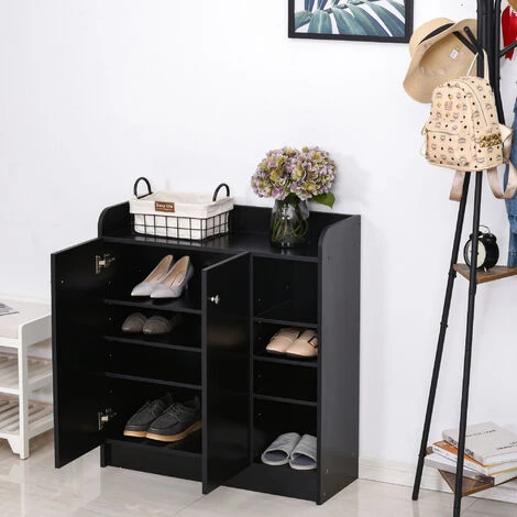 HOMCOM Armoire / Etagere / Meuble A Chaussures Très Pratique En Panneaux De Particules Noir - Noir 6 HOMCOM Armoire / Etagere / Meuble A Chaussures Très Pratique En Panneaux De Particules Noir - Noir – Image 4