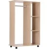 HOMCOM Armoire Penderie Armoire De Rangement Mobile Panneaux De Particules Coloris Chêne Clair - Blanc