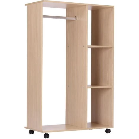 HOMCOM Armoire Penderie Armoire De Rangement Mobile Panneaux De Particules Coloris Chêne Clair - Blanc 3 HOMCOM Armoire Penderie Armoire De Rangement Mobile Panneaux De Particules Coloris Chêne Clair - Blanc