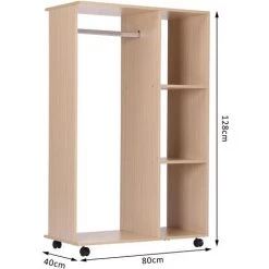 HOMCOM Armoire Penderie Armoire De Rangement Mobile Panneaux De Particules Coloris Chêne Clair - Blanc 9 HOMCOM Armoire Penderie Armoire De Rangement Mobile Panneaux De Particules Coloris Chêne Clair - Blanc -France HOMCOM Soldes 2022 1933084 3