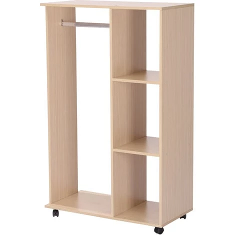 HOMCOM Armoire Penderie Armoire De Rangement Mobile Panneaux De Particules Coloris Chêne Clair - Blanc 7 HOMCOM Armoire Penderie Armoire De Rangement Mobile Panneaux De Particules Coloris Chêne Clair - Blanc – Image 5