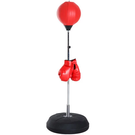 HOMCOM Punching Ball Sur Pied Réglable En Hauteur 126-144 Cm Avec Gants, Pompe Et Base De Lestage Rouge 3 HOMCOM Punching Ball Sur Pied Réglable En Hauteur 126-144 Cm Avec Gants, Pompe Et Base De Lestage Rouge