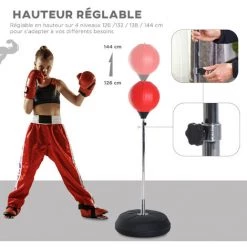 HOMCOM Punching Ball Sur Pied Réglable En Hauteur 126-144 Cm Avec Gants, Pompe Et Base De Lestage Rouge 10 HOMCOM Punching Ball Sur Pied Réglable En Hauteur 126-144 Cm Avec Gants, Pompe Et Base De Lestage Rouge -France HOMCOM Soldes 2022 19629316 4