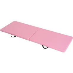 HOMCOM Tapis De Gymnastique Yoga Pilates Fitness Pliable Portable Grand Confort 180L X 60l X 5H Cm Revêtement Synthétique Rose - Rose