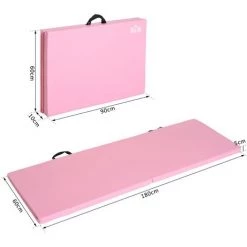HOMCOM Tapis De Gymnastique Yoga Pilates Fitness Pliable Portable Grand Confort 180L X 60l X 5H Cm Revêtement Synthétique Rose - Rose -France HOMCOM Soldes 2022 19629318 3