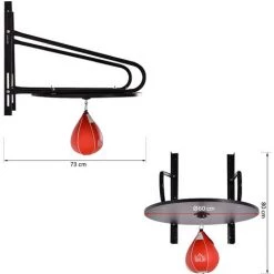 HOMCOM Punching Ball Poire De Vitesse Boxe Avec Support Plateau Tournant + Pompe MDF Acier Revêtement Synthétique Rouge Noir - Noir 9 HOMCOM Punching Ball Poire De Vitesse Boxe Avec Support Plateau Tournant + Pompe MDF Acier Revêtement Synthétique Rouge Noir - Noir -France HOMCOM Soldes 2022 19772274 3