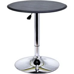 HOMCOM Table De Bar Table Bistro Chic Style Contemporain Table Ronde Hauteur Réglable 67-93 Cm Ø 63 Cm Plateau Pivotant 360° Métal Chromé PVC Noir - Noir