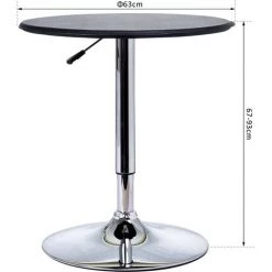 HOMCOM Table De Bar Table Bistro Chic Style Contemporain Table Ronde Hauteur Réglable 67-93 Cm Ø 63 Cm Plateau Pivotant 360° Métal Chromé PVC Noir - Noir -France HOMCOM Soldes 2022 19842650 3