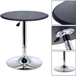 HOMCOM Table De Bar Table Bistro Chic Style Contemporain Table Ronde Hauteur Réglable 67-93 Cm Ø 63 Cm Plateau Pivotant 360° Métal Chromé PVC Noir - Noir -France HOMCOM Soldes 2022 19842650 4