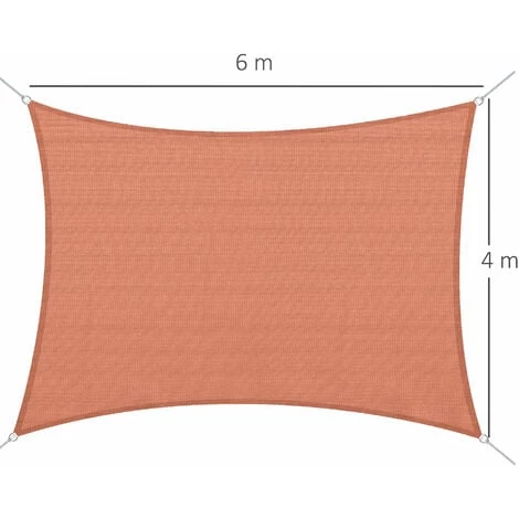 HOMCOM Voile D'ombrage Rectangulaire 4 X 6 M Toile Solaire Taud De Soleil Brique Terracotta 5 HOMCOM Voile D'ombrage Rectangulaire 4 X 6 M Toile Solaire Taud De Soleil Brique Terracotta – Image 3