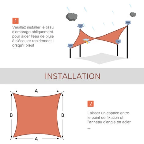 HOMCOM Voile D'ombrage Rectangulaire 4 X 6 M Toile Solaire Taud De Soleil Brique Terracotta 7 HOMCOM Voile D'ombrage Rectangulaire 4 X 6 M Toile Solaire Taud De Soleil Brique Terracotta – Image 5