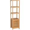 HOMCOM Meuble Colonne Rangement Salle De Bain Bambou Design Naturel 36L X 33l X 140H Cm 2 étagères 4 Niveaux + Placard - Marron -France HOMCOM Soldes 2022 19842662 1