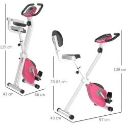 HOMCOM Vélo D'appartement Pliable 8 Niveaux De Résistance Magnétique Selle Réglable Dossier écran LCD Multifonction Capteur Fréquence Cardiaque Rose - Rose -France HOMCOM Soldes 2022 19845655 3