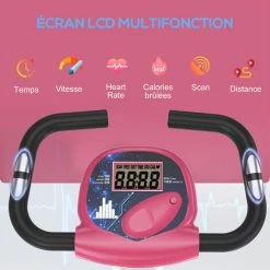 HOMCOM Vélo D'appartement Pliable 8 Niveaux De Résistance Magnétique Selle Réglable Dossier écran LCD Multifonction Capteur Fréquence Cardiaque Rose - Rose -France HOMCOM Soldes 2022 19845655 5