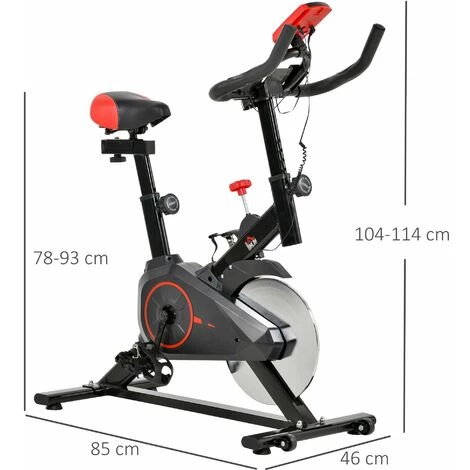 HOMCOM Vélo D'appartement Avec écran LCD Multifonctions Vélo Biking Cardio Training Selle Et Guidon Réglables Volant Inertie 6 Kg Acier Noir Rouge - Noir 5 HOMCOM Vélo D'appartement Avec écran LCD Multifonctions Vélo Biking Cardio Training Selle Et Guidon Réglables Volant Inertie 6 Kg Acier Noir Rouge - Noir – Image 3