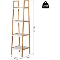 HOMCOM Etagère En Bambou De Salle De Bain 4 Niveaux à Lattes Dim. 35L X 36l X 138H Cm Bois Pin Blanc - Blanc 9 HOMCOM Etagère En Bambou De Salle De Bain 4 Niveaux à Lattes Dim. 35L X 36l X 138H Cm Bois Pin Blanc - Blanc -France HOMCOM Soldes 2022 19917409 3