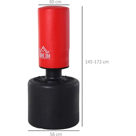 HOMCOM Sac De Frappe Boxe Autoportant Punching Ball Hauteur Réglable Ø 56 X 145-172 Cm HDPE Rouge Noir 5 HOMCOM Sac De Frappe Boxe Autoportant Punching Ball Hauteur Réglable Ø 56 X 145-172 Cm HDPE Rouge Noir – Image 3