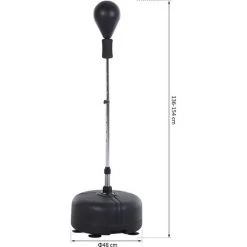 HOMCOM Punching Ball Sur Pied Réglable En Hauteur 136-154 Cm Avec Gants Et Base De Lestage à Ventouses Noir -France HOMCOM Soldes 2022 19950426 3