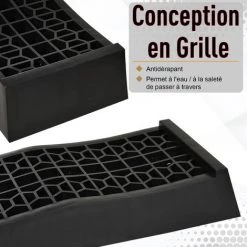 HOMCOM Rampes De Levage Pour Voiture Véhicule Utilitaire Caravane Camping-car Dim. 20L X 70l X 8H Cm HDPE Noir - Noir -France HOMCOM Soldes 2022 19950428 5