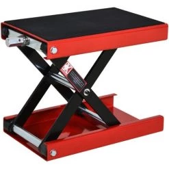 HOMCOM Lève Moto Béquille D'atelier Stand Moto Tout-terrain Moto Cross Supermotard Hauteur Réglable Acier Rouge Et Noir - Rouge