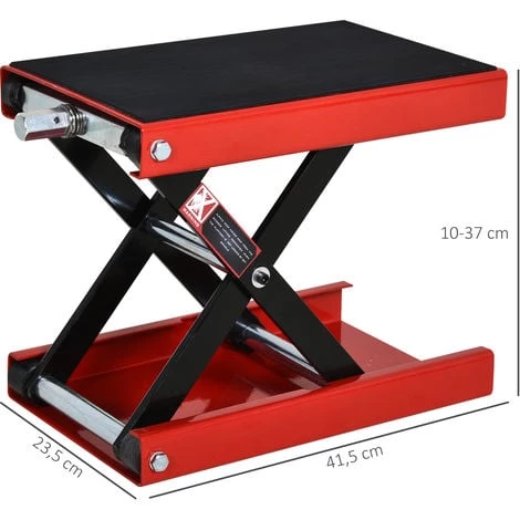 HOMCOM Lève Moto Béquille D'atelier Stand Moto Tout-terrain Moto Cross Supermotard Hauteur Réglable Acier Rouge Et Noir - Rouge 5 HOMCOM Lève Moto Béquille D'atelier Stand Moto Tout-terrain Moto Cross Supermotard Hauteur Réglable Acier Rouge Et Noir - Rouge – Image 3