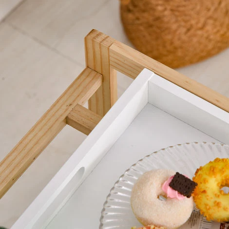 HOMCOM Chariot De Service Desserte De Cuisine à Roulettes 3 étagères + Plateau Amovible Bois De Pin MDF Blanc 7 HOMCOM Chariot De Service Desserte De Cuisine à Roulettes 3 étagères + Plateau Amovible Bois De Pin MDF Blanc – Image 5