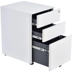 HOMCOM Caisson De Bureau Rangement Bureau Sur Roulettes 3 Tiroirs Coulissants Verrouillables Trieur à Dossiers Dim. 39L X 48I X 59H Cm Acier Blanc - Blanc -France HOMCOM Soldes 2022 20209104 3