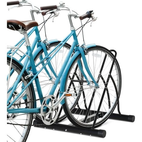 HOMCOM Râtelier 2 Vélos Modulable Dim. 54L X 60l X 57H Cm Acier époxy Noir - Noir 4 HOMCOM Râtelier 2 Vélos Modulable Dim. 54L X 60l X 57H Cm Acier époxy Noir - Noir – Image 2