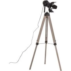 HOMCOM Lampadaire Trépied Style Industriel Hauteur Réglable H100-140 Cm Noir - Noir