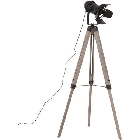 HOMCOM Lampadaire Trépied Style Industriel Hauteur Réglable H100-140 Cm Noir - Noir 3 HOMCOM Lampadaire Trépied Style Industriel Hauteur Réglable H100-140 Cm Noir - Noir