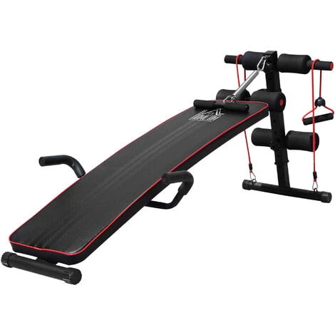 HOMCOM Banc De Musculation Appareil à Abdo Hauteur Réglable 55,5 X 137,5 X 50-68 Cm 2 Bandes De Résistances + Ressort Central Traction Acier Noir Rouge 3 HOMCOM Banc De Musculation Appareil à Abdo Hauteur Réglable 55,5 X 137,5 X 50-68 Cm 2 Bandes De Résistances + Ressort Central Traction Acier Noir Rouge