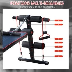 HOMCOM Banc De Musculation Appareil à Abdo Hauteur Réglable 55,5 X 137,5 X 50-68 Cm 2 Bandes De Résistances + Ressort Central Traction Acier Noir Rouge 11 HOMCOM Banc De Musculation Appareil à Abdo Hauteur Réglable 55,5 X 137,5 X 50-68 Cm 2 Bandes De Résistances + Ressort Central Traction Acier Noir Rouge -France HOMCOM Soldes 2022 20386362 5