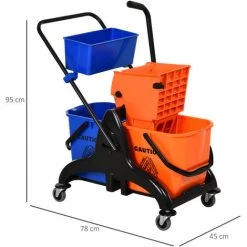 HOMCOM Chariot De Lavage Chariot De Nettoyage Professionnel Presse à Mâchoire 2 Seaux + Rangement Orange Bleu - Orange 8 HOMCOM Chariot De Lavage Chariot De Nettoyage Professionnel Presse à Mâchoire 2 Seaux + Rangement Orange Bleu - Orange -France HOMCOM Soldes 2022 20416420 3