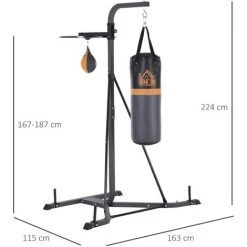 HOMCOM Portique Sac De Frappe Plateforme Station De Boxe Complète Avec Sac De Frappe + Poire De Vitesse Hauteur Réglable 5 Niveaux Pompe à Air Fournie Acier Noir Gris - Noir 9 HOMCOM Portique Sac De Frappe Plateforme Station De Boxe Complète Avec Sac De Frappe + Poire De Vitesse Hauteur Réglable 5 Niveaux Pompe à Air Fournie Acier Noir Gris - Noir -France HOMCOM Soldes 2022 20416438 3