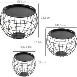 HOMCOM Lot De 3 Tables Basses Gigognes Tables D'appoint Rondes Encastrables Style Néo-rétro Métal Noir - Noir 9 HOMCOM Lot De 3 Tables Basses Gigognes Tables D'appoint Rondes Encastrables Style Néo-rétro Métal Noir - Noir -France HOMCOM Soldes 2022 20623766 3