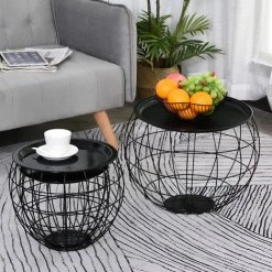 HOMCOM Lot De 3 Tables Basses Gigognes Tables D'appoint Rondes Encastrables Style Néo-rétro Métal Noir - Noir 10 HOMCOM Lot De 3 Tables Basses Gigognes Tables D'appoint Rondes Encastrables Style Néo-rétro Métal Noir - Noir -France HOMCOM Soldes 2022 20623766 4