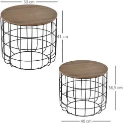 HOMCOM Lot De 2 Tables Basses Gigognes Tables D'appoint Rondes Encastrables Style Industriel Métal Noir Panneaux Particules Imitation Bois - Noir 9 HOMCOM Lot De 2 Tables Basses Gigognes Tables D'appoint Rondes Encastrables Style Industriel Métal Noir Panneaux Particules Imitation Bois - Noir -France HOMCOM Soldes 2022 20623841 3
