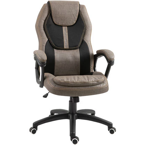 HOMCOM Fauteuil De Bureau Manager Massant Hauteur Réglable Pivotant 360° Polyester PU Gris Brun Surpiqûre Orange - Gris 3 HOMCOM Fauteuil De Bureau Manager Massant Hauteur Réglable Pivotant 360° Polyester PU Gris Brun Surpiqûre Orange - Gris