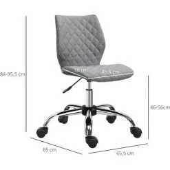HOMCOM Chaise De Bureau Effet Capitonné Hauteur Réglable Pivotant 360° Piètement Chromé Lin Gris - Gris -France HOMCOM Soldes 2022 20624555 3
