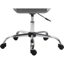 HOMCOM Chaise De Bureau Effet Capitonné Hauteur Réglable Pivotant 360° Piètement Chromé Lin Gris - Gris -France HOMCOM Soldes 2022 20624555 5