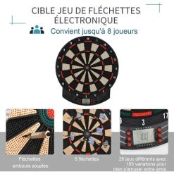 HOMCOM Cible Jeu De Fléchettes électronique 26 Jeux Jusqu'à 8 Joueurs Affichage LCD Haut-parleur Noir - Noir 10 HOMCOM Cible Jeu De Fléchettes électronique 26 Jeux Jusqu'à 8 Joueurs Affichage LCD Haut-parleur Noir - Noir -France HOMCOM Soldes 2022 20977361 4