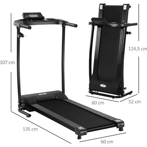HOMCOM Tapis électrique De Course Pliable 1-9 Km/h 500 W écran LCD 3 Programmes Noir - Noir 5 HOMCOM Tapis électrique De Course Pliable 1-9 Km/h 500 W écran LCD 3 Programmes Noir - Noir – Image 3