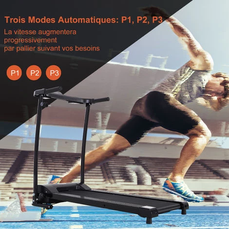 HOMCOM Tapis électrique De Course Pliable 1-9 Km/h 500 W écran LCD 3 Programmes Noir - Noir 7 HOMCOM Tapis électrique De Course Pliable 1-9 Km/h 500 W écran LCD 3 Programmes Noir - Noir – Image 5