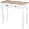 HOMCOM Console Style Table De Drapier Style Shabby Chic 2 Tiroirs Dim. 87L X 34l X 78H Cm MDF Bois Massif Pin Clair Blanc - Blanc