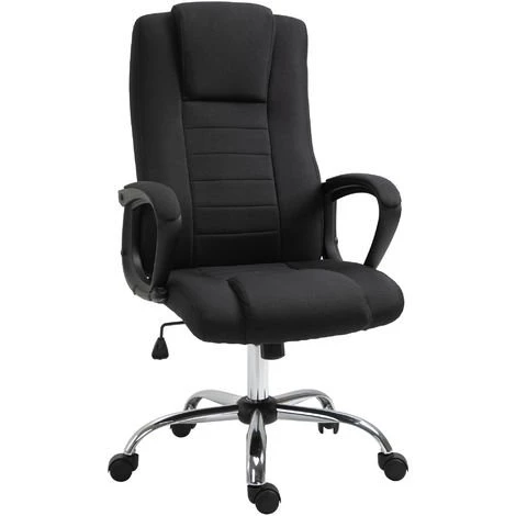 HOMCOM Fauteuil De Bureau à Roulettes Chaise Manager Ergonomique Pivotante Hauteur Réglable Lin Noir - Noir 3 HOMCOM Fauteuil De Bureau à Roulettes Chaise Manager Ergonomique Pivotante Hauteur Réglable Lin Noir - Noir