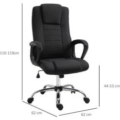 HOMCOM Fauteuil De Bureau à Roulettes Chaise Manager Ergonomique Pivotante Hauteur Réglable Lin Noir - Noir 9 HOMCOM Fauteuil De Bureau à Roulettes Chaise Manager Ergonomique Pivotante Hauteur Réglable Lin Noir - Noir -France HOMCOM Soldes 2022 21521174 3
