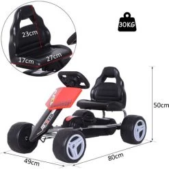 HOMCOM Kart à Pédales Go Kart Formule 1 Racing Noir Rouge 9 HOMCOM Kart à Pédales Go Kart Formule 1 Racing Noir Rouge -France HOMCOM Soldes 2022 21630327 3