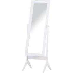 HOMCOM Miroir à Pied Inclinaison Réglable Dim. 47L X 46l X 148H Cm MDF Blanc - Blanc